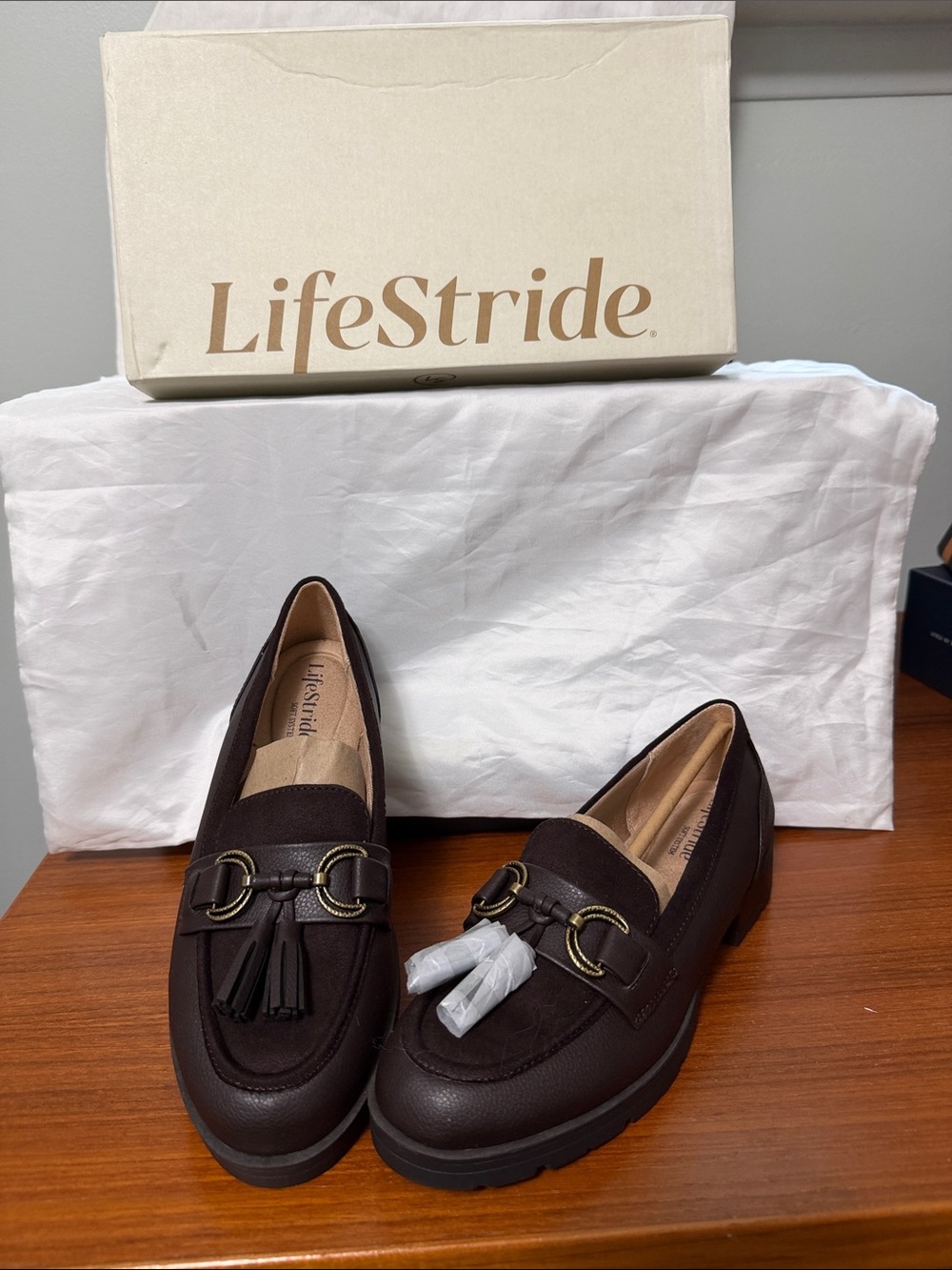 LifeStride Dark Brown Tassel Slip-On Loafers